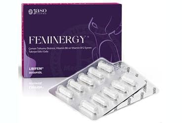 FEMINERGY CEMEN TOHUMU EKSTRESI, VITAMIN B6 VE VITAMIN B12 ICEREN TAKVIYE EDICI GIDA KAPSUL 30 kapsül İlaç Görseli