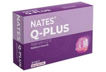 NATES Q-PLUS KOENZIM Q10,METILFOLAT VE VITAMIN D3 ICEREN TAKVIYE EDICI GIDA 30 tablet İlaç Görseli