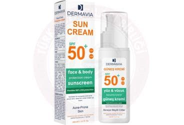 DERMAVIA SPF 50+ GUNES KREMI AKNEYE MEYILLI CILTLER 100 ml şişe İlaç Görseli