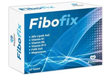 FIBOFIX TABLET ALFA LIPOIK ASIT, VITAMIN B1, MAGNEZYUM, VITAMIN B6, VITAMIN B12 VE FOLIK ASIT ICEREN TAKVIYE EDICI GIDA 30 tablet İlaç Görseli