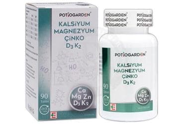 POTIOGARDEN KALSIYUM, MAGNEZYUM, CINKO VE D3K2 ICEREN TAKVIYE EDICI GIDA TABLET 90 tablet İlaç Görseli