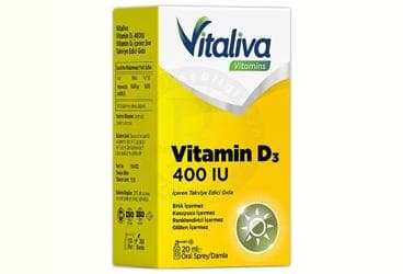 VITALIVA VITAMINS VITAMIN D3 ICEREN TAKVIYE EDICI GIDA 400 IU 20 ml şişe İlaç Görseli
