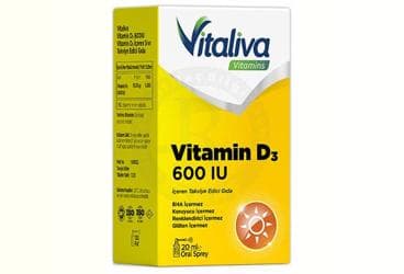 VITALIVA VITAMINS VITAMIN D3 ICEREN TAKVIYE EDICI GIDA 600 IU 20 ml şişe İlaç Görseli