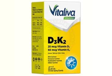 VITALIVA VITAMINS VITAMIN D3 K2 ICEREN TAKVIYE EDICI GIDA 20 ml şişe İlaç Görseli