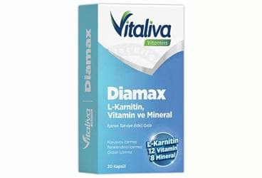 VITALIVA VITAMINS DIAMAX L-KARNITIN, MULTIVITAMIN VE MINERAL ICEREN TAKVIYE EDICI GIDA 30 kapsül İlaç Görseli