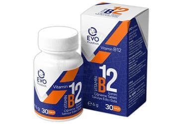 EVO PHARMA VITAMIN B12 ICEREN CIGNEME TABLETI TAKVIYE EDICI GIDA 30 tablet İlaç Görseli