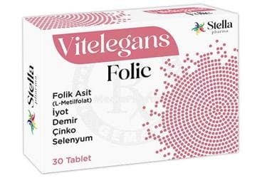 VITELEGANS FOLIC TAKVIYE EDICI GIDA TABLET 30 tablet İlaç Görseli