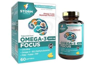 STORM VITALS OMEGA-3 FOCUS SITIKOLIN TAKVIYE EDICI GIDA SOFTJEL 60 kapsül İlaç Görseli