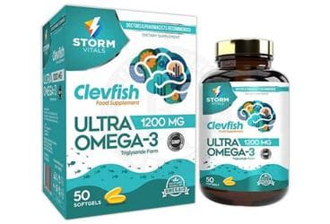 STORM VITALS CLEVFISH ULTRA OMEGA-3 ICEREN TAKVIYE EDICI GIDA KAPSUL 1200 mg 50 kapsül İlaç Görseli