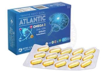 ATLANTIC OMEGA 3, SITIKOLIN VE FOSFATIDILSERIN ICEREN TAKVIYE EDICI GIDA KAPSUL 60 kapsül İlaç Görseli