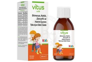VITUS COLD EKINEZYA, KEKIK, ZENCEFIL VE HATMI ICEREN TAKVIYE EDICI GIDA PORTAKAL AROMALI 100 ml şişe İlaç Görseli
