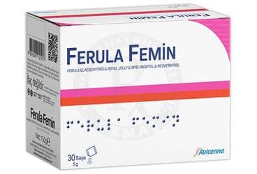 FERULA FEMIN FERULA ELAEOCHYTRIS & ROYAL JELLY & MYO-INOSITOL & RESVERATROL ICEREN TAKVIYE EDICI GIDA 30 saşe İlaç Görseli