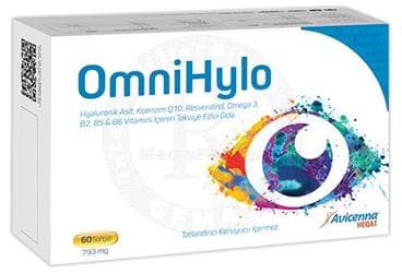 OMNIHYLO HYALURONIK ASIT, KOENZIM Q10, RESVERATROL, OMEGA 3, B2, B5 & B6 VITAMINLERI ICEREN TAKVIYE EDICI GIDA 60 kapsül İlaç Görseli