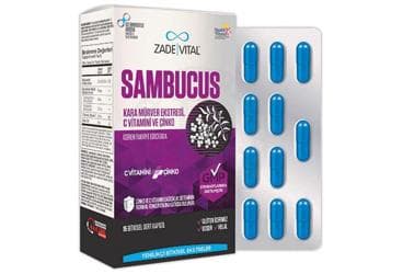 ZADE VITAL SAMBUCUS NIGRA KARA MURVER EKSTRESI, C VITAMINI VE CINKO KAPSUL 15 kapsül/blister İlaç Görseli