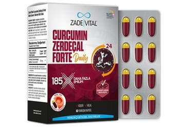 ZADE VITAL CURCUMIN ZERDECAL FORTE DAILY TAKVIYE EDICI GIDA KAPSUL 360 mg 60 kapsül İlaç Görseli