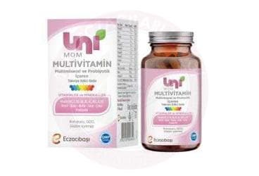 UNI MOM MULTIVITAMIN MULTIMINERAL VE PROBIYOTIK ICEREN TAKVIYE EDICI GIDA 30 kapsül İlaç Görseli
