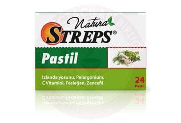 NATURA STREPS IZLANDA YOSUNU, PELARGONIUM, C VITAMINI, FESLEGEN VE ZENCEFIL ICEREN PASTIL 24 adet İlaç Görseli