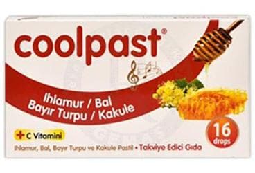 COOLPAST IHLAMUR, BAL, BAYIR TURPU, KAKULE VE C VITAMINI ICEREN PASTIL 16 adet İlaç Görseli