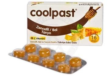 COOLPAST ZENCEFIL, BAL, TARCIN VE VITAMIN C ICEREN PASTIL 16 adet İlaç Görseli