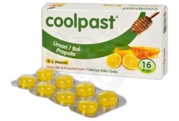 COOLPAST LIMON, BAL, PROPOLIS VE C VITAMINI ICEREN PASTIL 16 adet İlaç Görseli