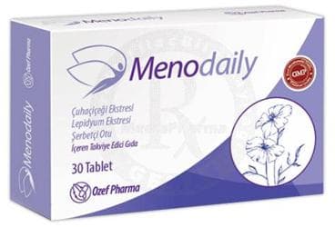 MENODAILY CUHACICEGI EKSTRESI, LEPIDYUM EKSTRESI VE SERBETCI OTU ICEREN TAKVIYE EDICI GIDA 30 tablet İlaç Görseli