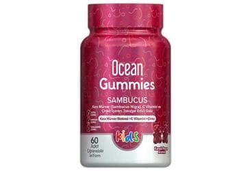 OCEAN SMART GUMMIES SAMBUCUS KARA MURVER EKSTRESI, C VITAMINI VE CINKO ICEREN TAKVIYE EDICI GIDA 64 çiğnenebilir jel form İlaç Görseli