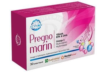 ACVISON PREGNOMARIN OMEGA 3, MULTIVITAMIN, MULTIMINERAL ICEREN TAKVIYE EDICI GIDA 30 kapsül İlaç Görseli
