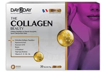 DAY2DAY THE COLLAGEN BEAUTY KOLLAJEN PEPTITLERI VE VITAMIN KOMPLEKS ICEREN TAKVIYE EDICI GIDA 5500 mg 30x40 ml tüp İlaç Görseli