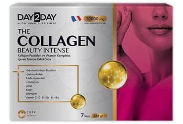 DAY2DAY THE COLLAGEN BEAUTY INTENSE KOLLAJEN PEPTITLERI VE VITAMIN KOMPLEKS ICEREN CILEK AROMALI TAKVIYE EDICI GIDA 10000 mg 7x12 g saşe İlaç Görseli