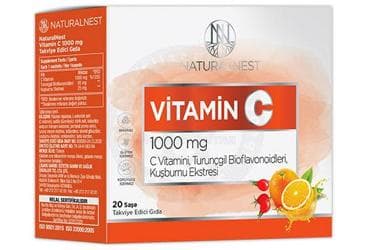 NATURALNEST VITAMIN C SASE C VITAMINI, TURUNCGIL BIOFLAVONOIDLERI, KUSBURNU EKSTESI ICEREN TAKVIYE EDICI GIDA 1000 mg 20 saşe İlaç Görseli
