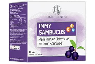 NATURALNEST IMMY SAMBUCUS SASE KARA MURVER EKSTRESI VE VITAMIN KOMPLEKS 20 saşe İlaç Görseli