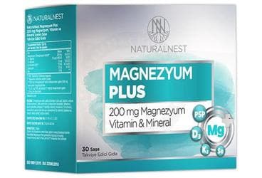 NATURALNEST MAGNEZYUM PLUS VITAMIN VE MINERAL ICEREN SASE TAKVIYE EDICI GIDA 200 mg 30 saşe İlaç Görseli