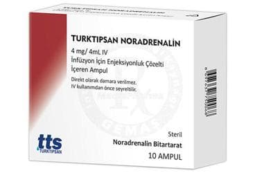 TURKTIPSAN NORADRENALIN 4 MG/4 ML IV INFUZYON ICIN ENJEKSIYONLUK COZELTI ICEREN AMPUL İlaç Görseli