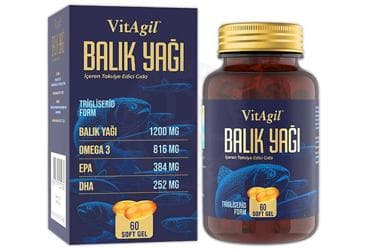 VITAGIL BALIK YAGI TAKVIYE EDICI GIDA 60 kapsül İlaç Görseli