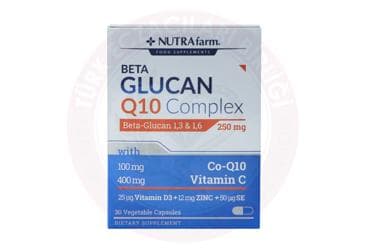 NUTRAFARM BETA GLUCAN Q10 COMPLEX TAKVIYE EDICI GIDA KAPSUL 30 kapsül İlaç Görseli