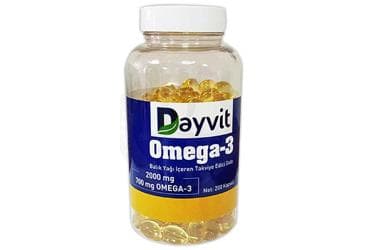 DAYVIT OMEGA 3 BALIK YAGI ICEREN TAKVIYE EDICI GIDA 2000 mg 200 kapsül İlaç Görseli