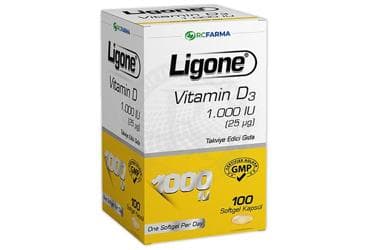 LIGONE VITAMIN D3 TAKVIYE EDICI GIDA KAPSUL 1000 IU 100 kapsül İlaç Görseli