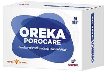 OREKA POROCARE VITAMIN VE MINERAL ICEREN TAKVIYE EDICI GIDA TABLET 60 tablet İlaç Görseli