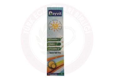 DAYVIT VITAMIN C, CINKO, VITAMIN D ICEREN TAKVIYE EDICI GIDA EFERVESAN TABLET 20 tablet İlaç Görseli