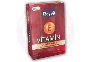 DAYVIT E VITAMINI ICEREN TAKVIYE EDICI GIDA 400 IU 30 kapsül İlaç Görseli
