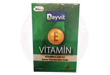 DAYVIT E VITAMINI ICEREN TAKVIYE EDICI GIDA 200 IU 30 kapsül İlaç Görseli