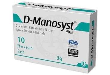 D-MANOSYST PLUS D-MANNOZ, KARAHINDIBA EKSTRESI ICEREN TAKVIYE EDICI GIDA 10 saşe İlaç Görseli