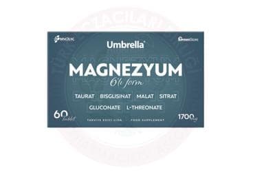 UMBRELLA MAGNEZYUM 6'LI FORM TAKVIYE EDICI GIDA TABLET 60 tablet İlaç Görseli