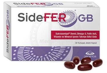 SIDEFER GB SUKROZOMIYAL DEMIR, OMEGA-3, FOLIK ASIT, VITAMIN VE MINERAL ICEREN KAPSUL 30 kapsül İlaç Görseli