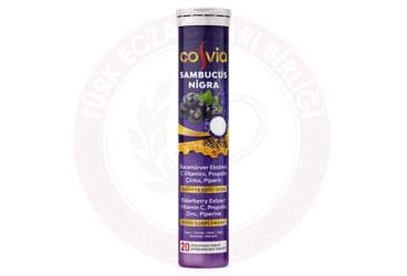 COSVIA SAMBUCUS NIGRA EFERVESAN TABLET KARAMURVER EKSTRESI, C VITAMINI, PROPOLIS, CINKO ICEREN TAKVIYE EDICI GIDA 20 tablet İlaç Görseli