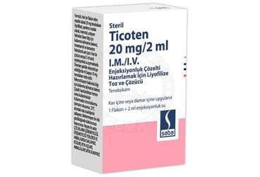 TICOTEN 20 MG / 2 ML IM/IV ENJEKSIYONLUK COZELTI HAZIRLAMAK ICIN LIYOFILIZE TOZ VE COZUCU (1 FLAKON 1 COZUCU AMPUL) İlaç Görseli