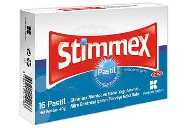 STIMMEX MENTOL VE NANE YAGI AROMALI, MIRA EKSTRESI ICEREN PASTIL 16 pastil İlaç Görseli
