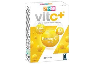 ZYNDE VITC VITAMIN C ICEREN TAKVIYE EDICI GIDA TABLET 30 tablet İlaç Görseli