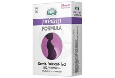 NBL PREGNA FORMULA DEMIR FOLIK ASIT IYOT B12 VITAMIN D3 ICEREN TABLET 30 tablet İlaç Görseli