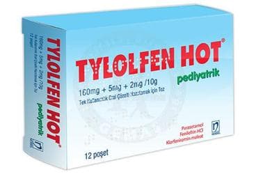 TYLOLFEN HOT PEDIYATRIK 160 MG+5 MG+2 MG/10 G TEK KULLANIMLIK ORAL COZELTI HAZIRLAMAK ICIN TOZ (12 ADET) İlaç Görseli